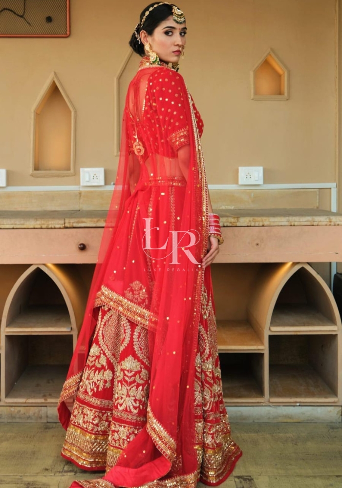 Red Silk Embroidered Bridal Lehenga Order Now Luxe Regalia