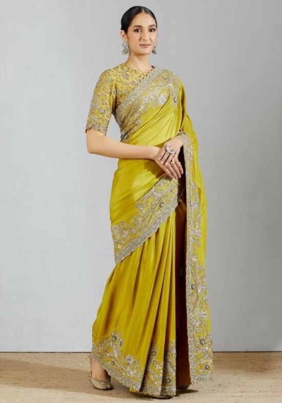 Mustard Yellow Designer Saree