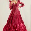 Wine Red Luxurious Party Wear Gown