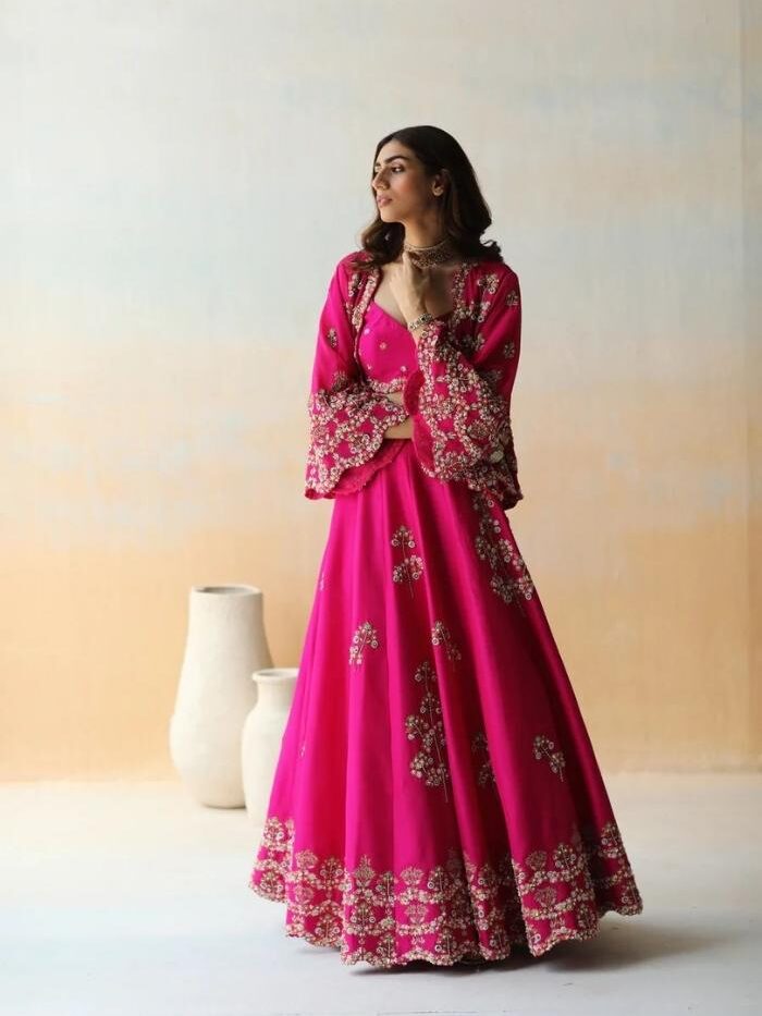 Embroidered Fuchsia Pink Lehenga