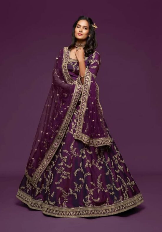 Majestic Purple Embroidered Lehenga Choli