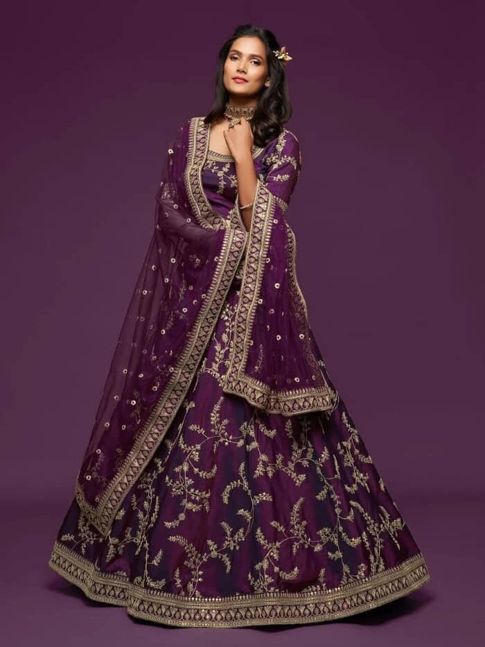 Majestic Purple Embroidered Lehenga Choli